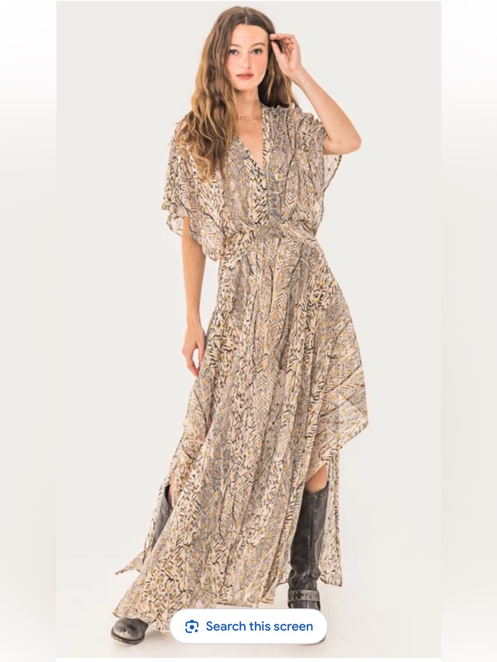 Fab’rik Printed Gauze Maxi Dress bohemian-style maxi dress, Medium